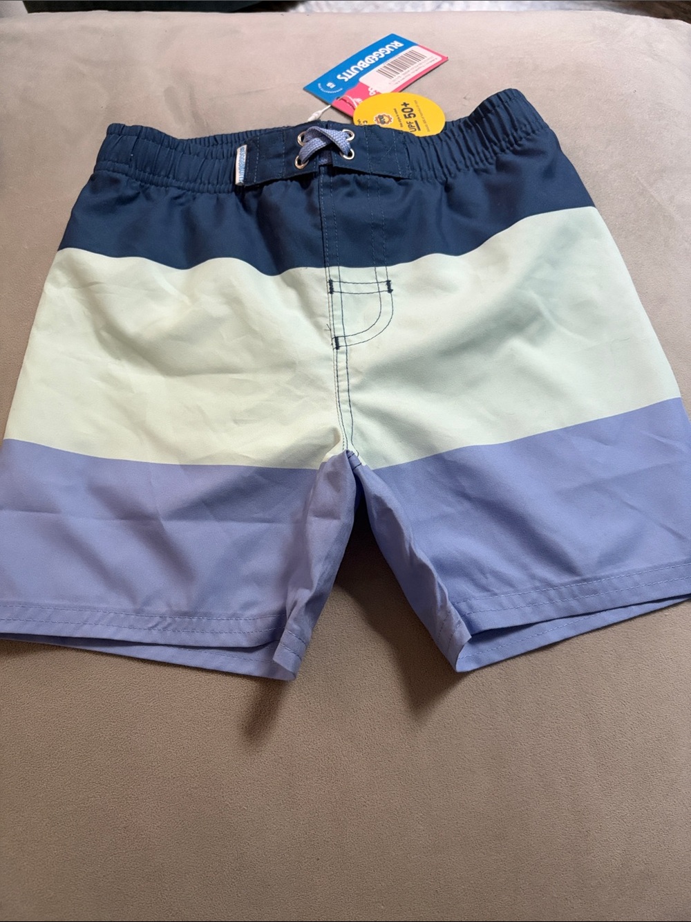 Colorblock Swim Trunks - Navy, green & Light Blue